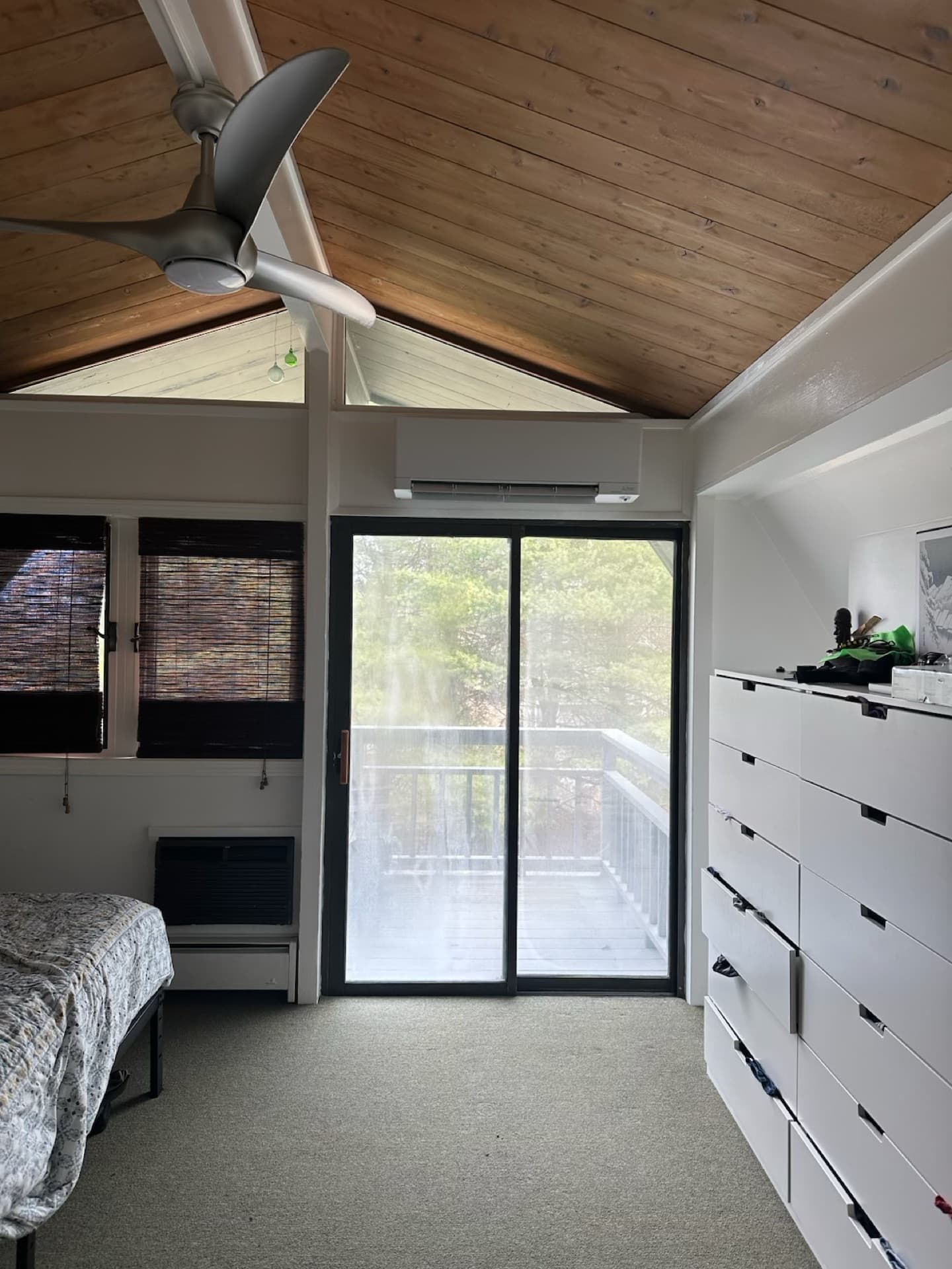 Ductless mini-split heat pump mounted on wall in a Southern Maine home